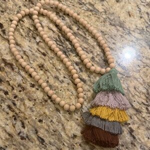 Beaded Necklace with Multicolor Tassels